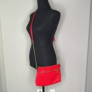 A New Day Crossbody Bag Purse Red With Gold Chain EUC